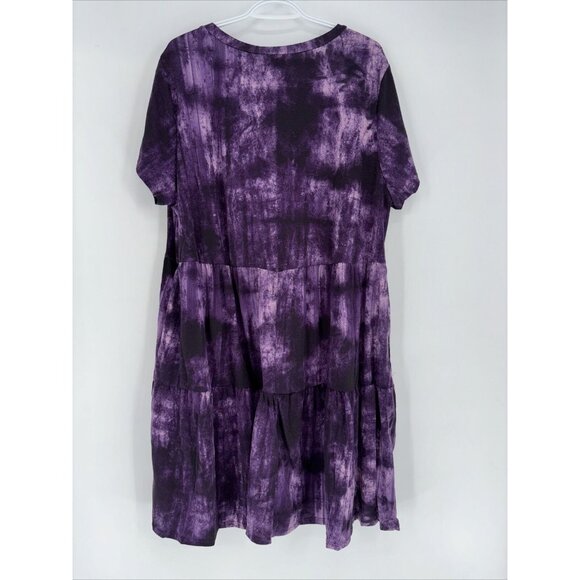 NWT Lularoe Ariel Purple Blue Three Tier Summer Stretch Dress Pockets Sz 2XL - Picture 2 of 16